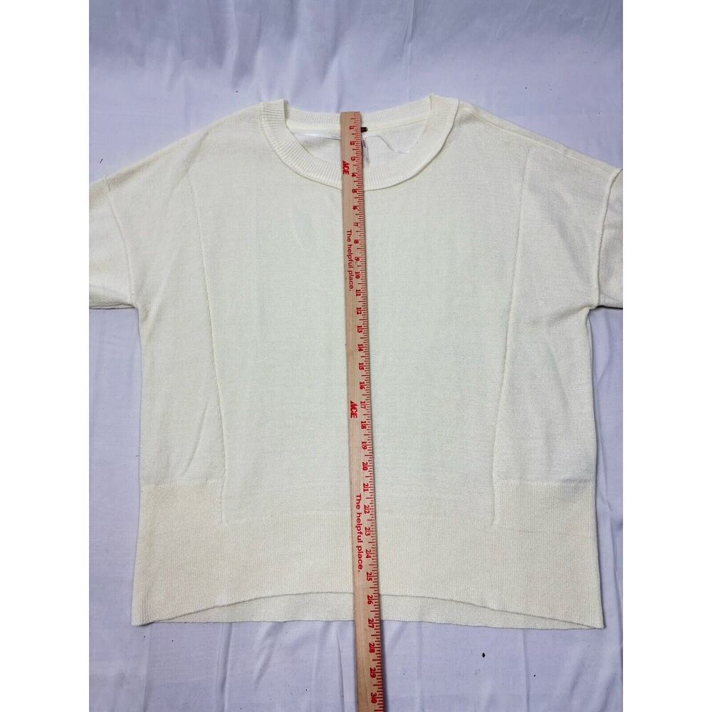 Free People Cream Short Sleeve Oversized Scoop Neck Sweater XS - Picture 5 of 6